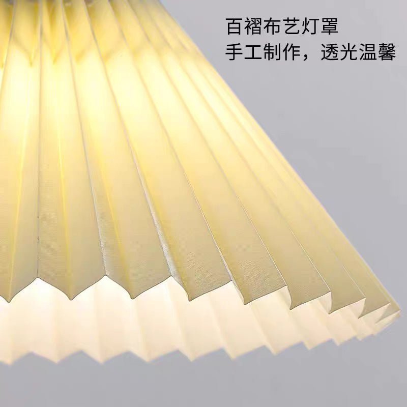 French cream style pleated wall lamp - bedroom bedside, cozy ambiance, tv background wall, study room, b&b pendant light