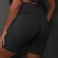 fashion seamless knitting peach smiley pure color breathable three-point yoga pants running fitness sports shorts women