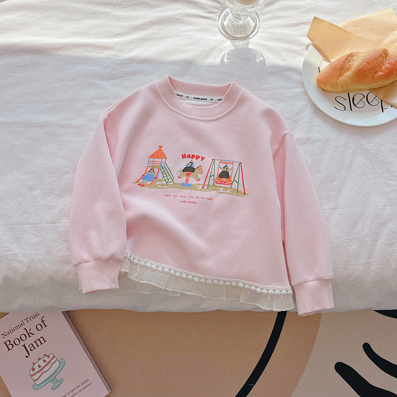 【sweatshirt collection】girls' sweatshirt - new spring/autumn cartoon long sleeve fashionable and stylish casual top for little girls