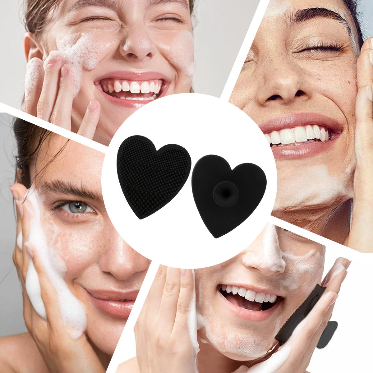 Cross-border heart-shaped silicone face wash brush cleansing instrument silicone massage face wash baby bath brush soft hair heart-shaped cleansing brush
