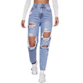 Personalizedjeans women's hot-selling exportfashion worn-out straight-leg pants fashioncasual ripped washed jeans