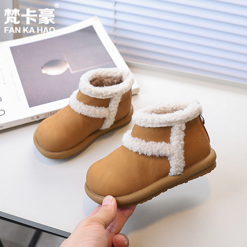 Vancahao girls' fashion lambswool snow boots - new  winter collection - kids' fleece-lined, extra-thick cotton ankle boots