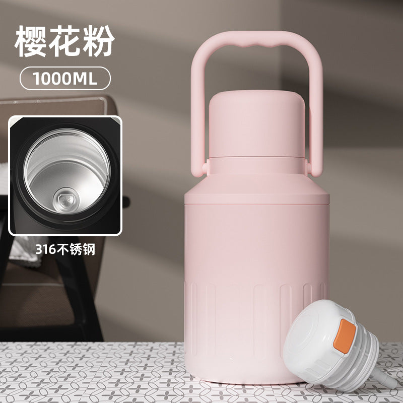 316 stainless steel thermos cup portable carrying kettle large capacity women's cup outdoor good-looking double drinking handle kettle