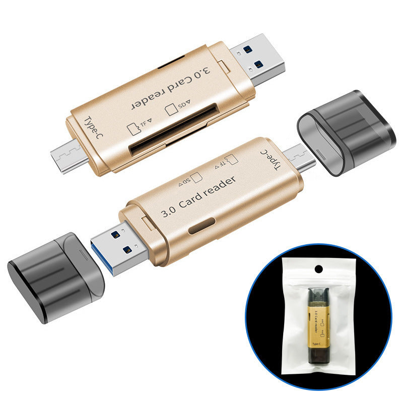 New usb 3.0 type-c to sd/tf card dual-head reader, compatible with mobile phones, cameras, and computers via otg. supports dual card reading