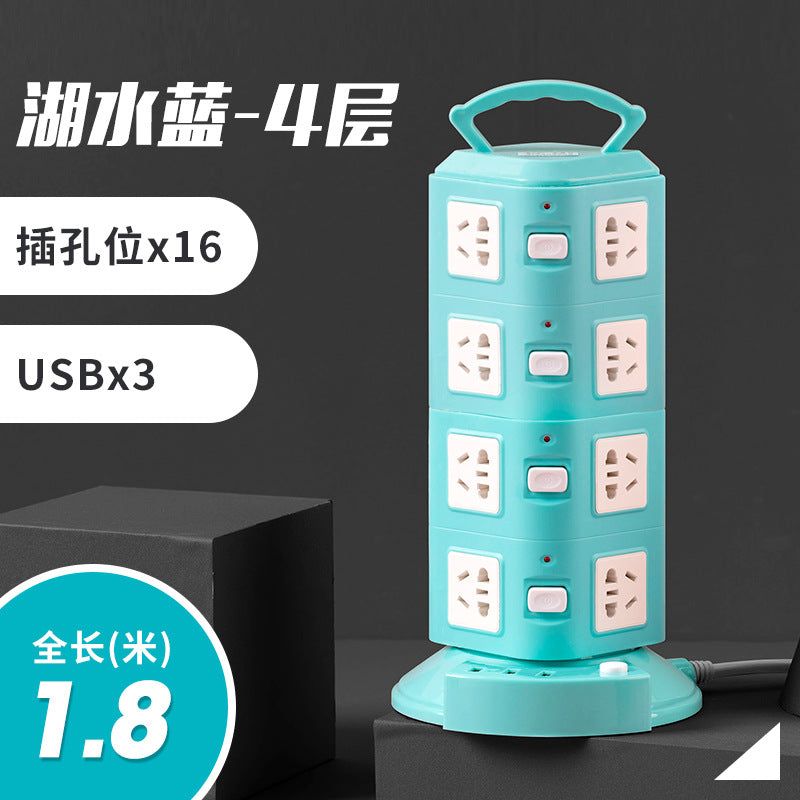 Smart vertical socket panel multi-hole multi-function with usb charging tower type plug strip for home power strip wiring board
