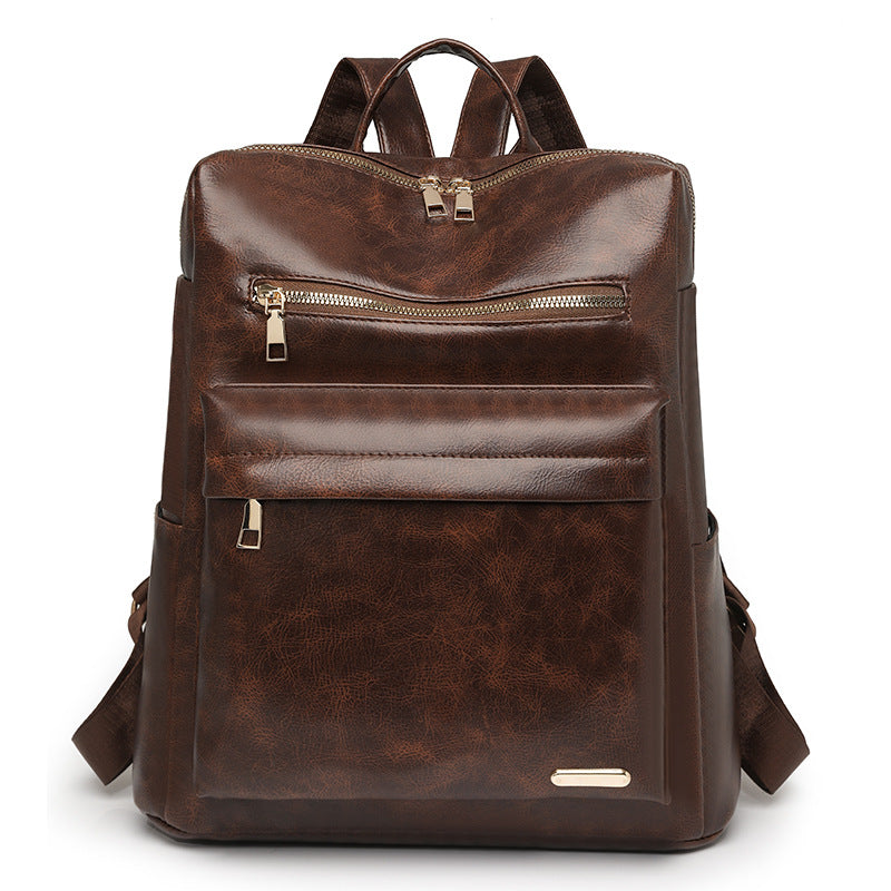Cross-border trend 2025 new PU backpack women's large-capacity fashion simple commuter women's travel backpack wholesale