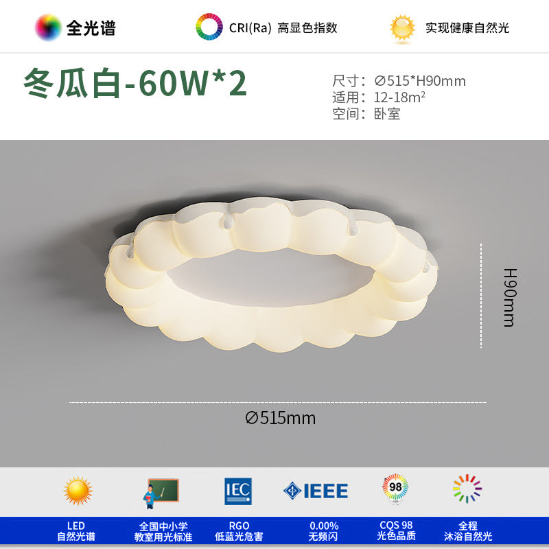 Cream Wind Creative Bubble Circle Master Bedroom Ceiling Light Simple Full Spectrum Eye Protection Book Room Lighting 2025 New