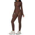 color block stand collar jumpsuit half-zip one-piece activewear women's high-intensity workout yoga suit 9326