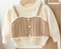 Girls' knit sweater set - new  collection: handmade flower pom-pom detail, includes pants