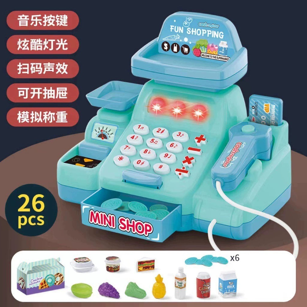 kids cash register play house toy supermarket role play mini artificial convenience store cashier model