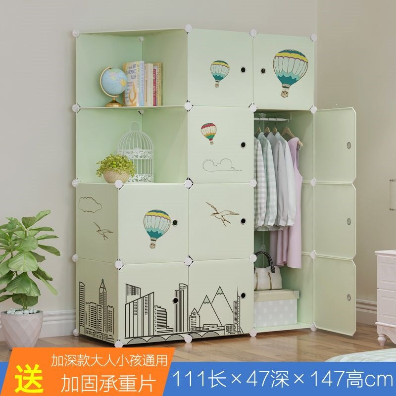 Simple wardrobe for home bedroom cabinet rental house simple folding assembly dormitory reinforced baby kids wardrobe cupboard