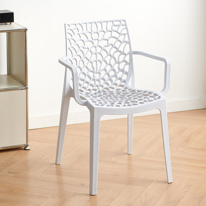 Cut out creative armrest art work chair casual dining chair scandinavian outdoor stackable casual chair waiting chair