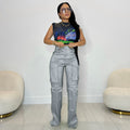 e-commerce source of goods fashionfashioncasual women's pure color multi-flap pocket pantsworkwearpants