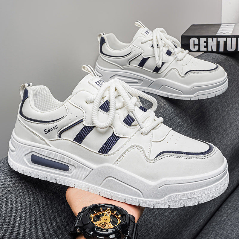 Men's spring new arrivals: breathable, versatile, casual low-top sneakers - thick-soled athletic shoes for students - casual white shoes for men