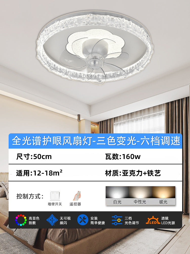 Bedroom fan light ceiling integrated dining room full spectrum study intelligent voice with electric fan Zhongshan home improvement lighting
