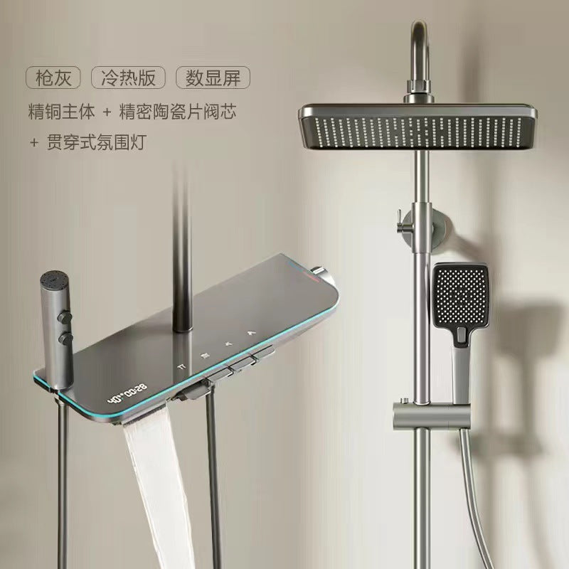 Hotel creamy white hot and cold water shower square shower head set bathroom home piano shower sprinkler