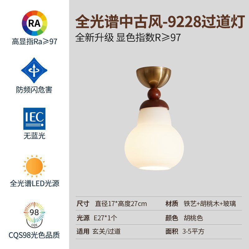 Aisle ceiling light All copper glass French retro entrance entrance Personality warm Internet celebrity cloakroom balcony lighting