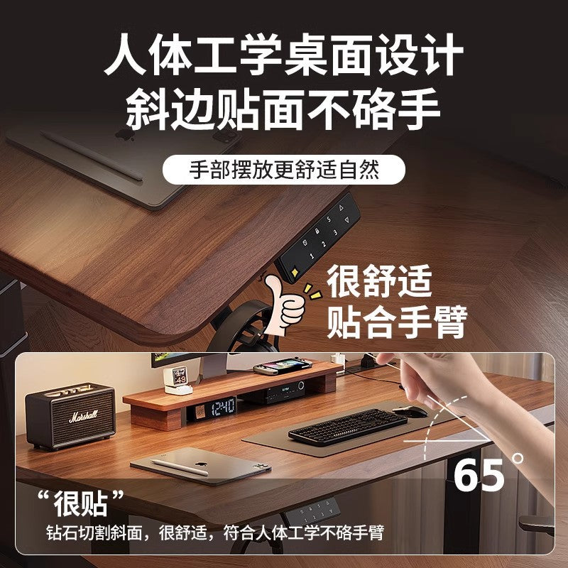 Solid wood electric height adjustable desk - computer desk, gaming desk, home desk, study desk, office desk - adjustable height table
