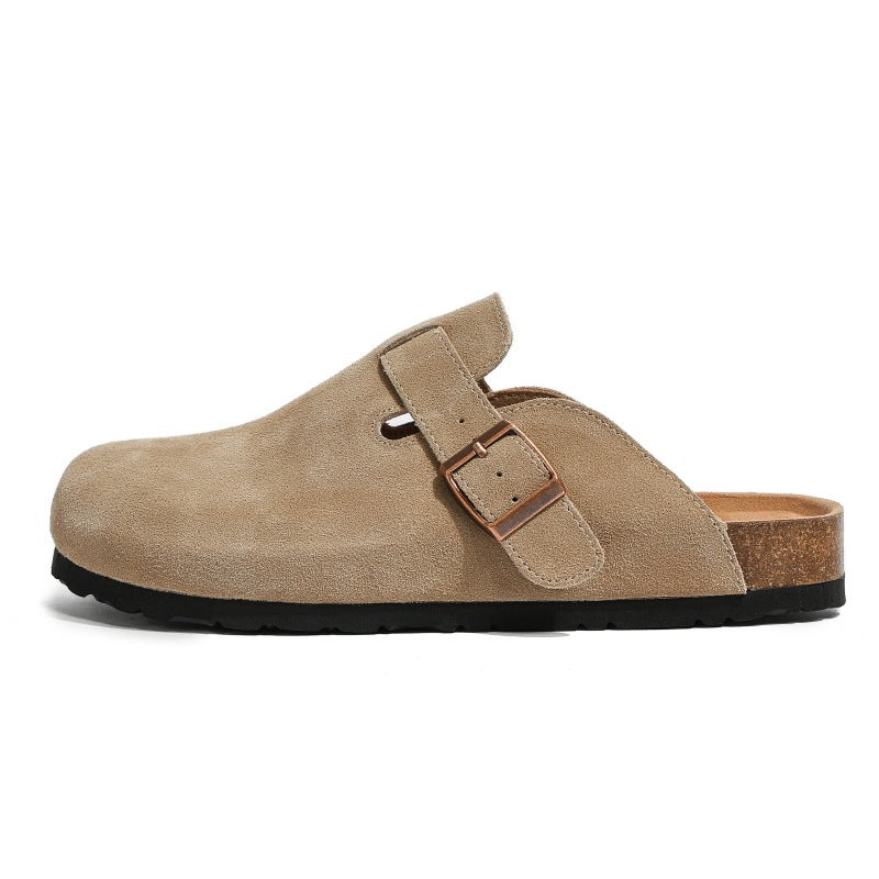 Ready-to-ship european and american style birkenstock-inspired women's clogs with a closed toe, soft, thick wooden sole, hidden heel, slip-on design, perfect for wearing outdoors. wholesale available