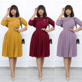 European and american independent station women's clothing   work clothing style pleated skirt waist slimming lookplus size african dress