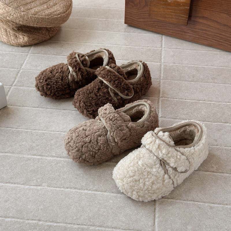 Children's plush shoes, autumn and winter 2025 new Korean version of girls' warm cotton shoes, boys' soft-soled Doudou shoes