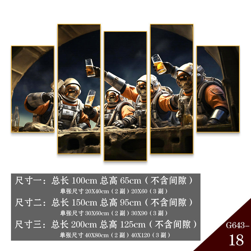Bar wall decoration painting astronauts astronauts KTV background wall hanging painting Qingba pub nightclub box mural