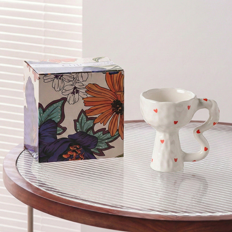 Creative niche handmade mugs, goblets, vintage ceramic coffee cups, ice cream cups, afternoon tea cups - gift box set