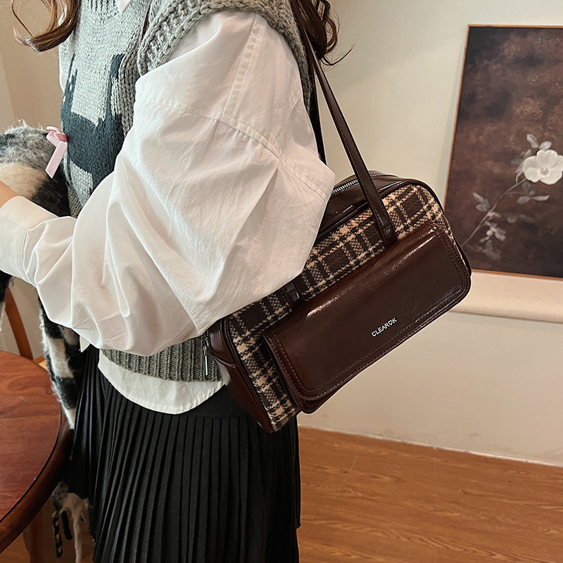 New Year's popular color retro plaid mini lipstick bag texture ins trend red envelope  women's bag oblique span bag