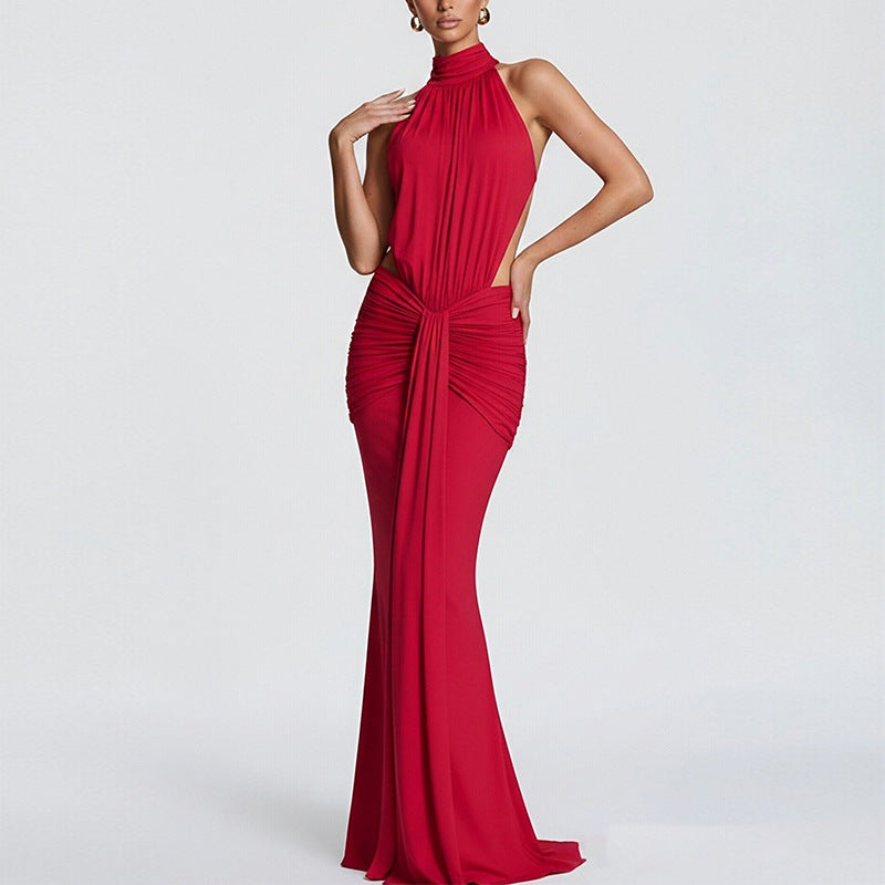 summer new women's fashion: european and american style cross-border dress - stylish, elegant, and high-end halter bodycon maxi dress