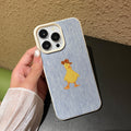 Striped little yellow duck phone case for iphone 17 pro, apple 16, full coverage drop-proof protective case, wholesale anti-slip