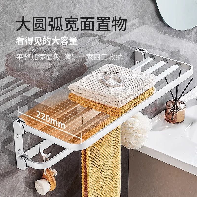 Space Aluminum Towel Rack Toilet No Punching Bathroom Toilet Shelf Storage Wall Hanging Bath Towel Rack