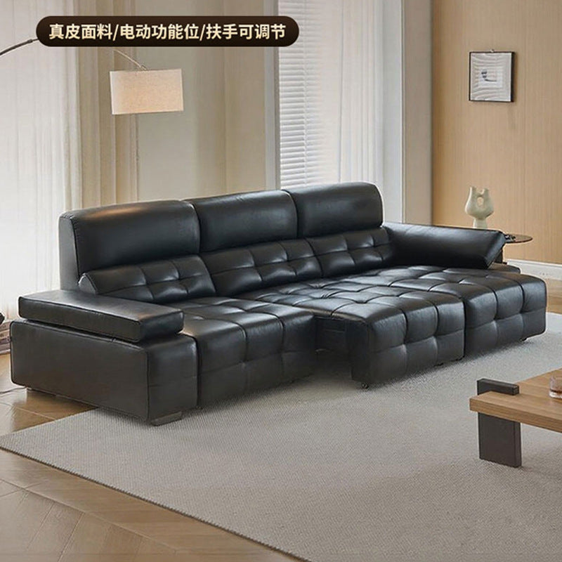 High-back lawrence sofa, first-layer cowhide straight-row leather sofa, large apartment classy living room, electric sofa