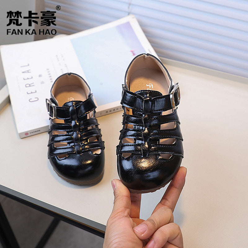 Vancahao children's shoes  summer new girls' fashion closed-toe roman sandals boys' birkenstock-style shoes kids' sandals