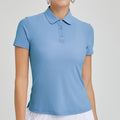 Women's short-sleeve t-shirt tennis top - athletic, casual, breathable, cooling, golf polo shirt - slim fit, waist-cinching, quick-dry