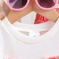 Children'sclothingsummer patch bow sleeveless tops+pink ripped denim pants set