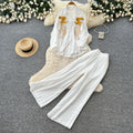 Lazy style pink embroidershirtloose pantstwo-piece setfemaleautumwork clothingslimming lookelegantsuitcasual