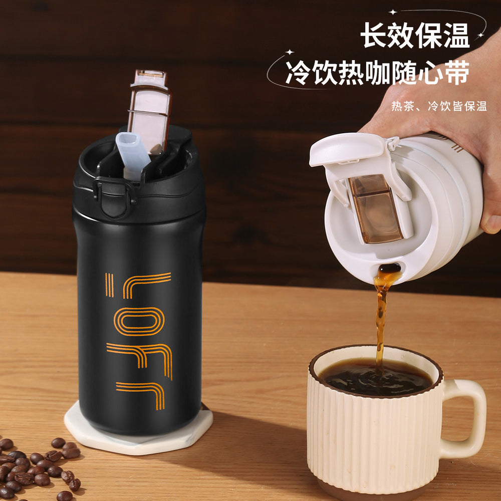 Travel coffee cup for men casual car thermos cup for women accessible luxury cold and hot outdoor portable straw water cup with engraving