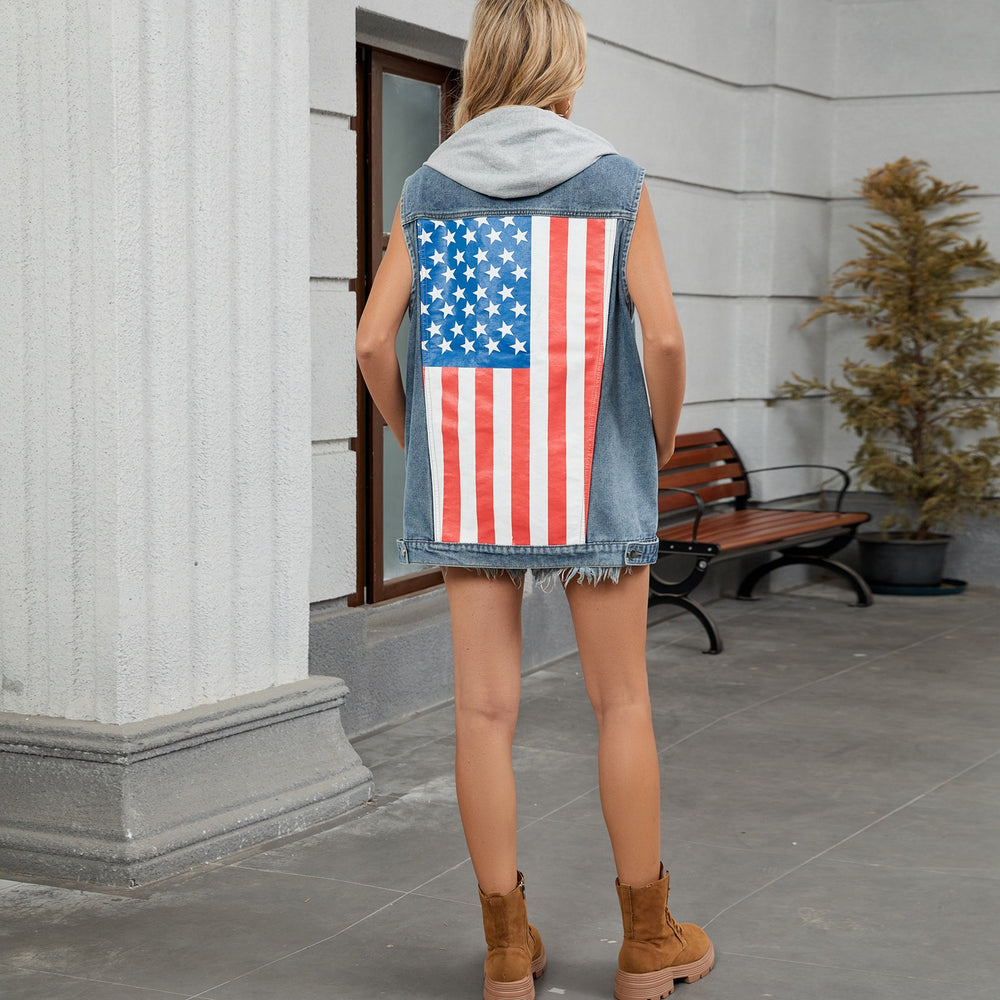 Independent real shot  fashion cross-border  new arrivalretro denim vest outwearloosecasual women's trendy