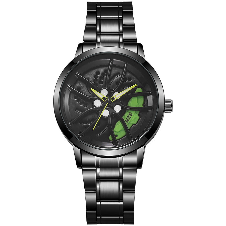 New creative sports car wheel design wristwatch - 3d hollow dial fashion men's watch - large dial quartz watch - wholesale