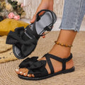 new women's plus size flat sandals - fashionable butterfly knot back elastic band casual slip-on beach sandals