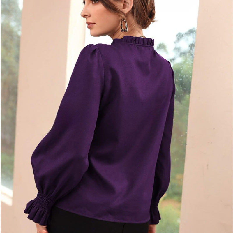 Amazon cross-border women's satin shirt spring and summer new arrivalexport  independent site long sleeve shirt