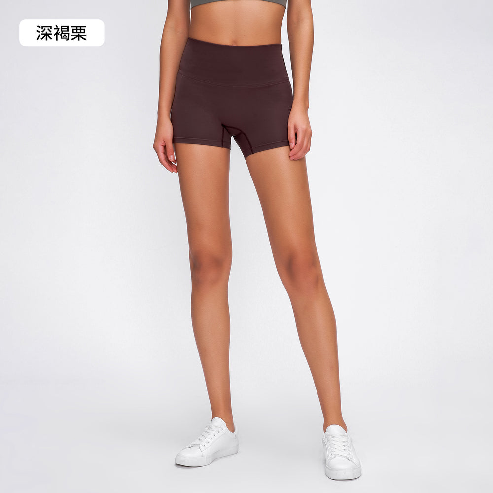 Spring/summer new women's seamless yoga shorts - double-sided brushed training running sports 3/4 length hot pants s2046