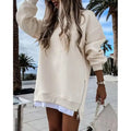 independent station  hot seller: autumn/winter fashion patchwork side-zip pullover sweatshirt for women