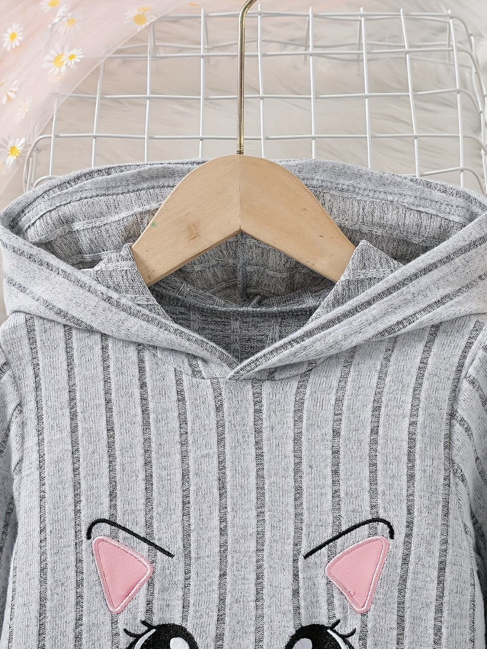 new autumn collection: cute embroidered hoodie & flare leg pants set - cross-border exclusive