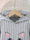 new autumn collection: cute embroidered hoodie & flare leg pants set - cross-border exclusive