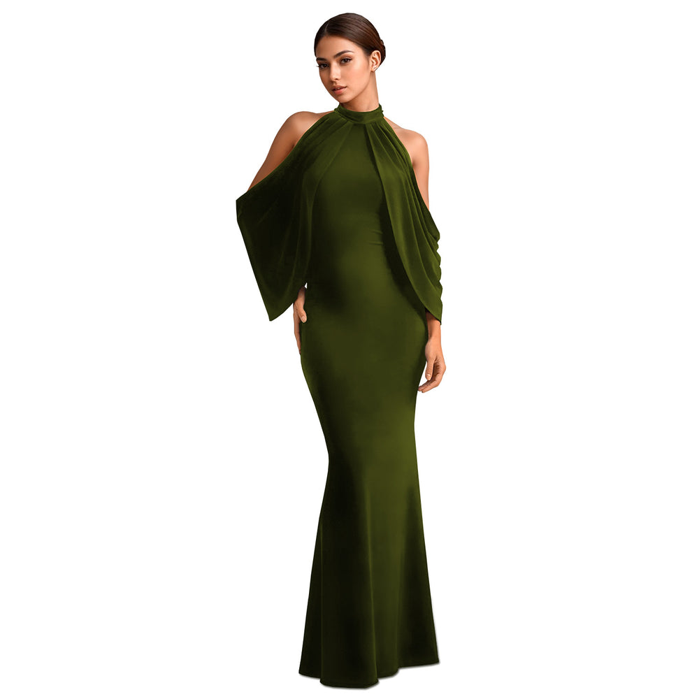 C7276 cross-border   fashionable women's bodycon elegant off-shoulder sleeveless arm-hugging dress new