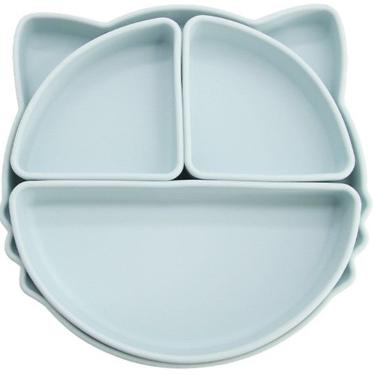 Food grade silicone children's dinner plate, infant complementary food grid dinner plate, cartoon cat easy to clean children's tableware
