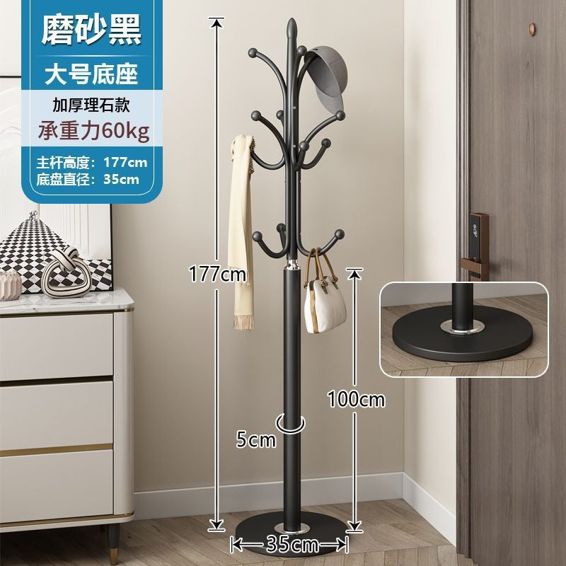 Modern minimalist light luxury marble coat rack floor standing bedroom iron art storage hat rack home hanging bag clothes rack