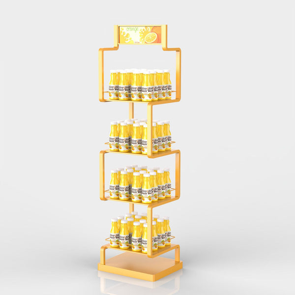 Snack and beverage display rack, supermarket convenience store soda display rack, multi-layer metal drink promotion display rack customization