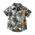 European and american cross-border children's clothing: dad & son vacation outfit, family matching beach style short-sleeve boy's floral shirt